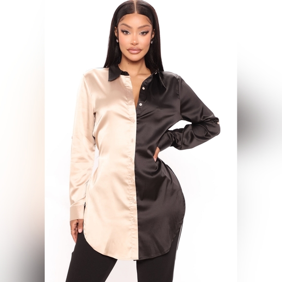 Fashion nova two-tone satin shirt - Picture 3 of 9